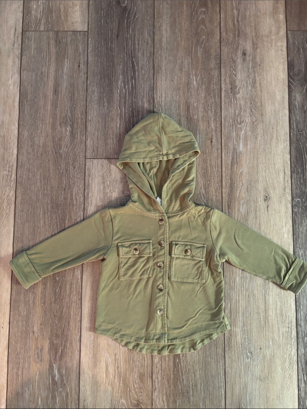 Kate Quinn Olive Green Bamboo Hooded Button-Front Jacket